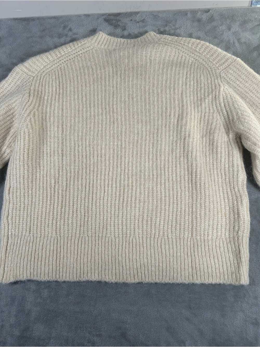 NWT Uniqlo Cream V-Neck Chunky Rib Knit Sweater - Picture 4 of 11